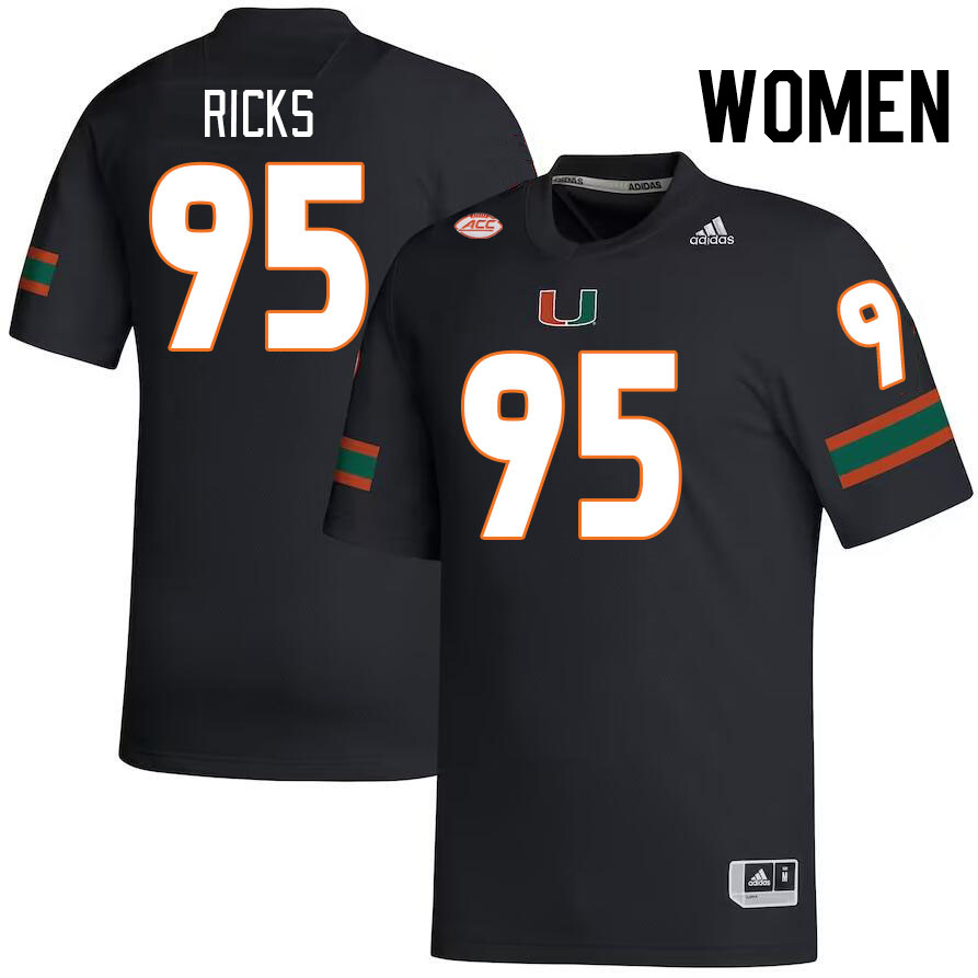 Women #95 Cooper Ricks Miami Hurricanes College Football Jerseys Stitched-Black